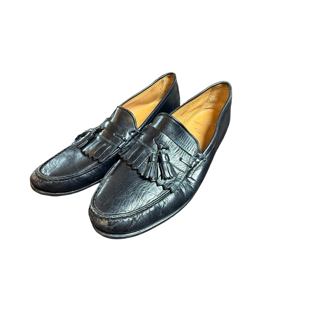 Bruno Magli Mens Tempe Black Leather Kiltie Tassel Loafers Italy 10001 Size 13 M